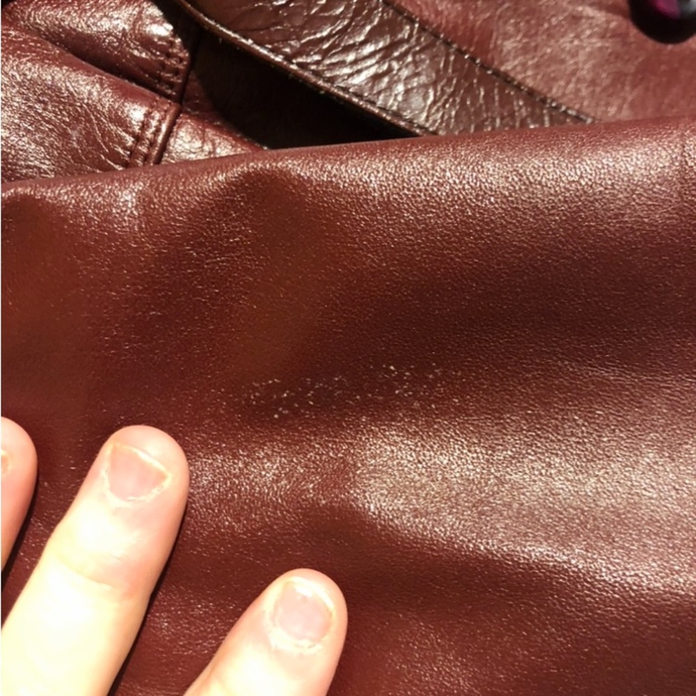 Vintage Etienne Aigner Burgundy Leather double breasted Jacket Size 16 - Picture 11 of 15
